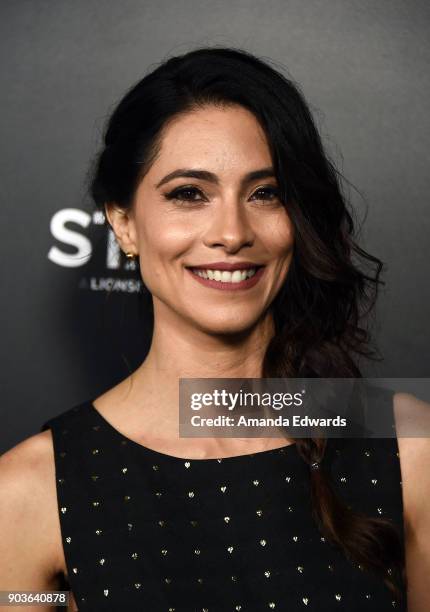 Actress Maria Elena Laas arrives at the premiere of Starz's "Counterpart" at the Directors Guild of America on January 10, 2018 in Los Angeles,...