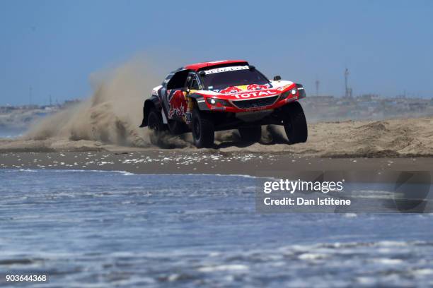 Cyril Despres of France and Peugeot Total drives with co-driver David Castera of France in the 3008 DKR Peugeot car in the Classe : T1.4 2 Roues...