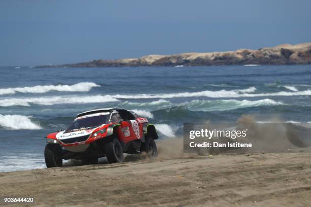 Sheikh Khalid Al Qassimi of Abu Dhabi and Peugoet PH Sport drives with co-driver Xavier Panseri of France in the 3008 DKR Peugeot car in the Classe :...