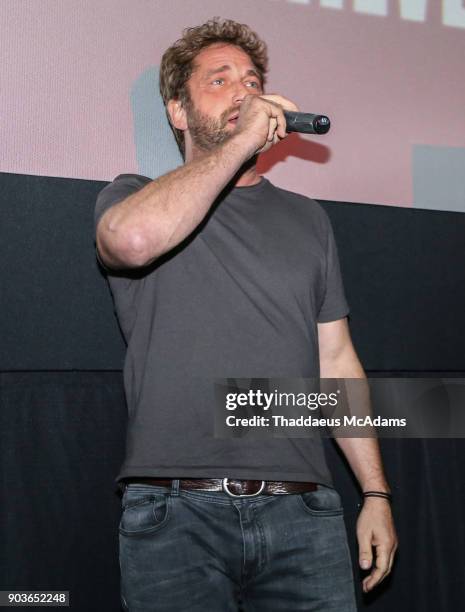 Gerard Butler at The Den of Thieves special screening at Regal South Beach on January 10, 2018 in Miami, Florida.