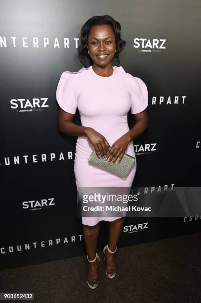 Actor Yetide Badaki attends the premiere of STARZ's "Counterpart" at Director's Guild of America on January 10, 2018 in Los Angeles, California.