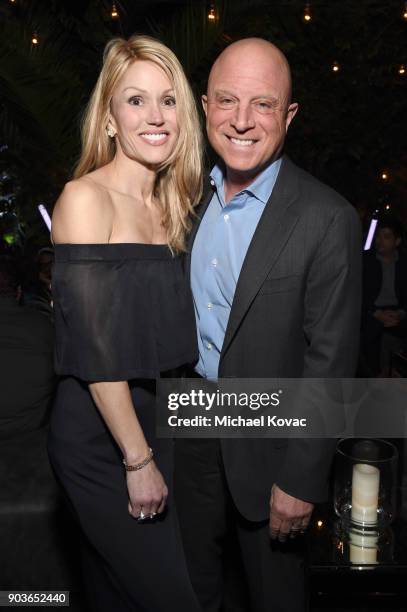 Chris Albrecht and Tina Trahan attend the after party for the premiere of STARZ's "Counterpart" at Chateau Marmont on January 10, 2018 in Los...