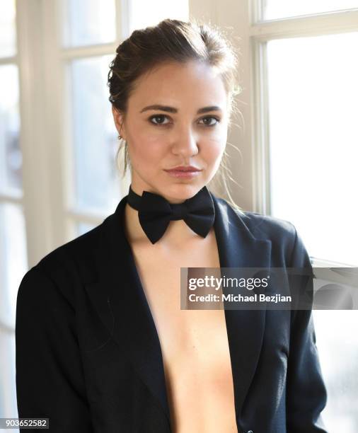 Blaze Modelz Lea Nicole wearing Toohey Ties at New Faces at TAP - The Artists Project on January 10, 2018 in Los Angeles, California.