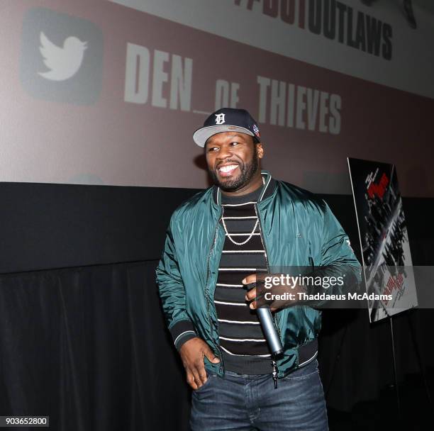 Curtis "50 Cent" Jackson at The Den of Thieves special screening at Regal South Beach on January 10, 2018 in Miami, Florida.