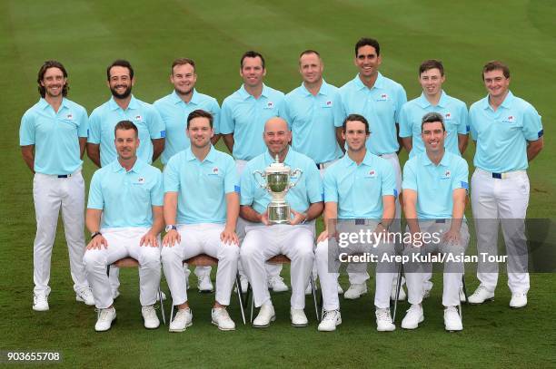 Team Europe pictured ahead of Eurasia Cup 2018 presented by DRB Hicom at Glenmarie G&CC on January 11, 2018 in Kuala Lumpur, Malaysia.