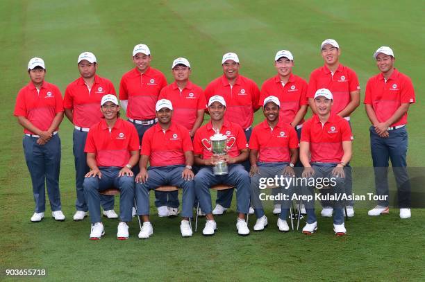 Team Asia pictured ahead of Eurasia Cup 2018 presented by DRB Hicom at Glenmarie G&CC on January 11, 2018 in Kuala Lumpur, Malaysia.