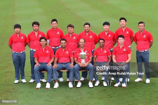 Team Asia pictured ahead of Eurasia Cup 2018 presented by DRB Hicom at Glenmarie G&CC on January 11, 2018 in Kuala Lumpur, Malaysia.