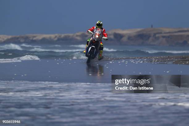 Sebastian Cavallero of Peru and Arequipenos al Dakar rides a KTM 450 Rally bike in the Classe 2.1 : Super Production during stage five of the 2018...
