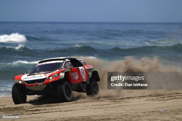 Sheikh Khalid Al Qassimi of Abu Dhabi and Peugoet PH Sport drives with co-driver Xavier Panseri of France in the 3008 DKR Peugeot car in the Classe :...