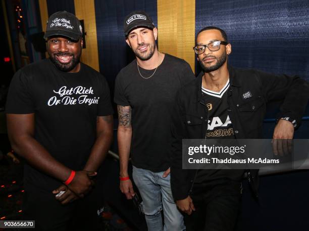 Napps, Ray Guilbault and Peiso at The Den of Thieves special screening at Regal South Beach on January 10, 2018 in Miami, Florida.