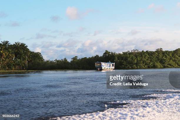an anchored boat rio do inferno (river of hell),  - ba- brazil - river ba stock pictures, royalty-free photos & images