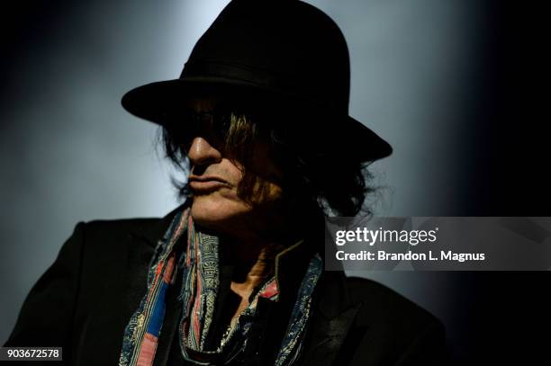 Recording artist Joe Perry performs during a Monster Inc. CES party at Brooklyn Bowl Las Vegas at The Linq Promenade on January 10, 2018 in Las...