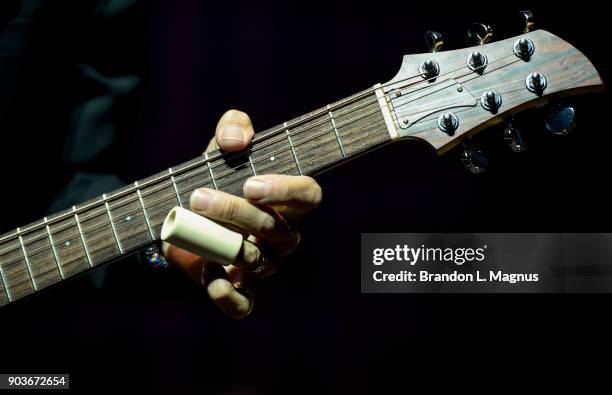 Recording artist Joe Perry performs during a Monster Inc. CES party at Brooklyn Bowl Las Vegas at The Linq Promenade on January 10, 2018 in Las...