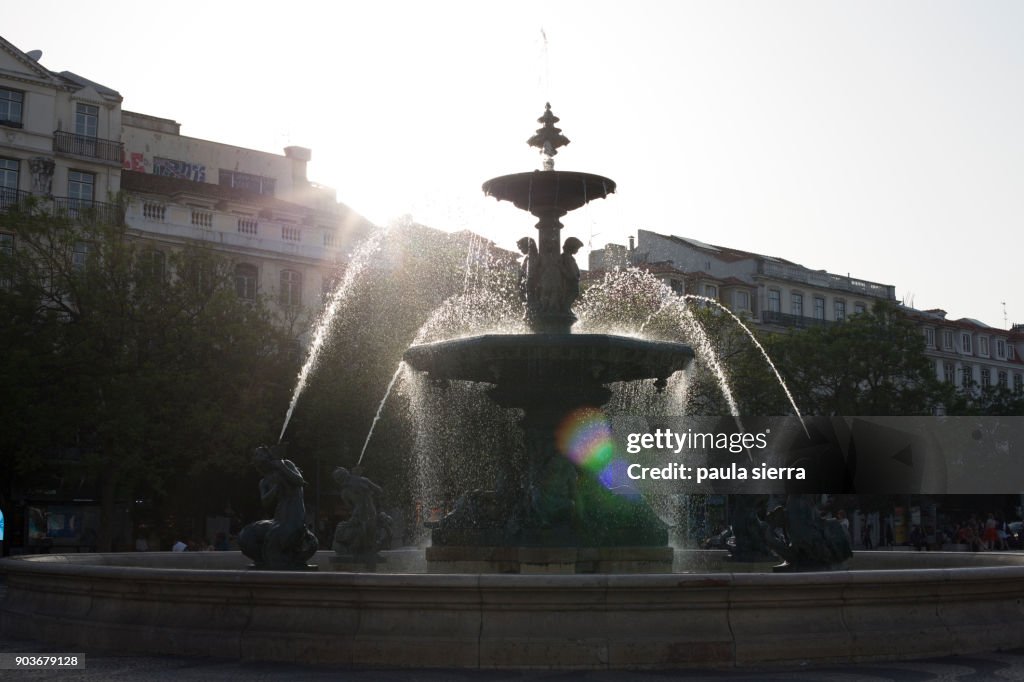 Fountain in Rossio square