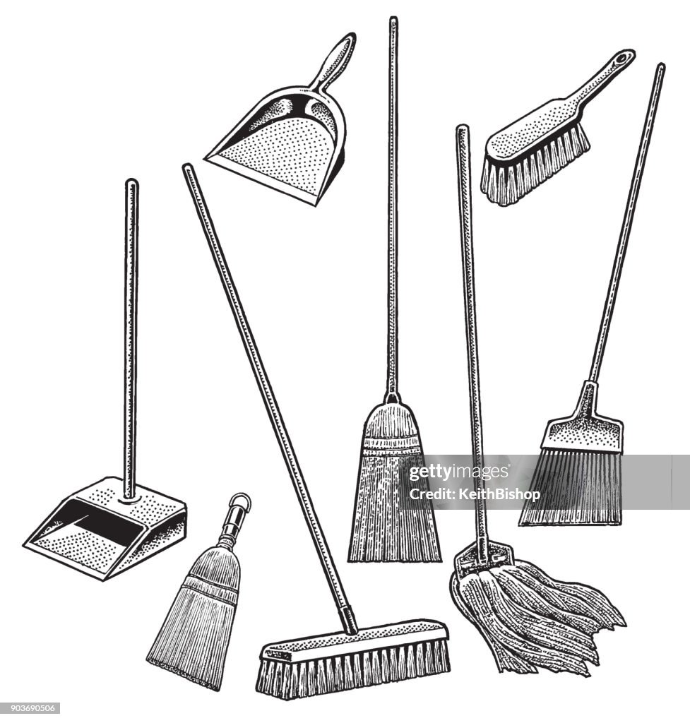 Cleaning Supplies, Broom, Mop, Dustpan