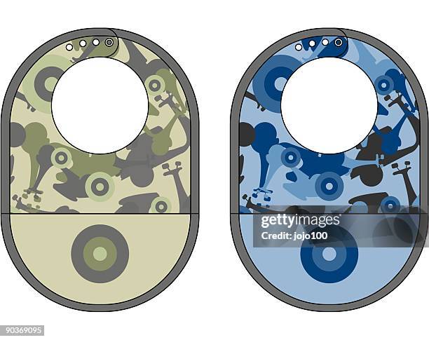 stockillustraties, clipart, cartoons en iconen met vespa style scooter baby bib with target pocket - vespa