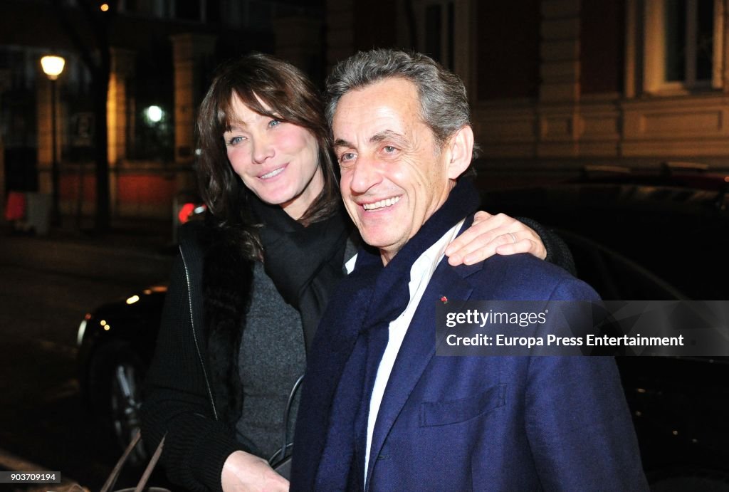 Carla Bruni and Nicolas Sarkozy Sighting In Madrid - January 10, 2017