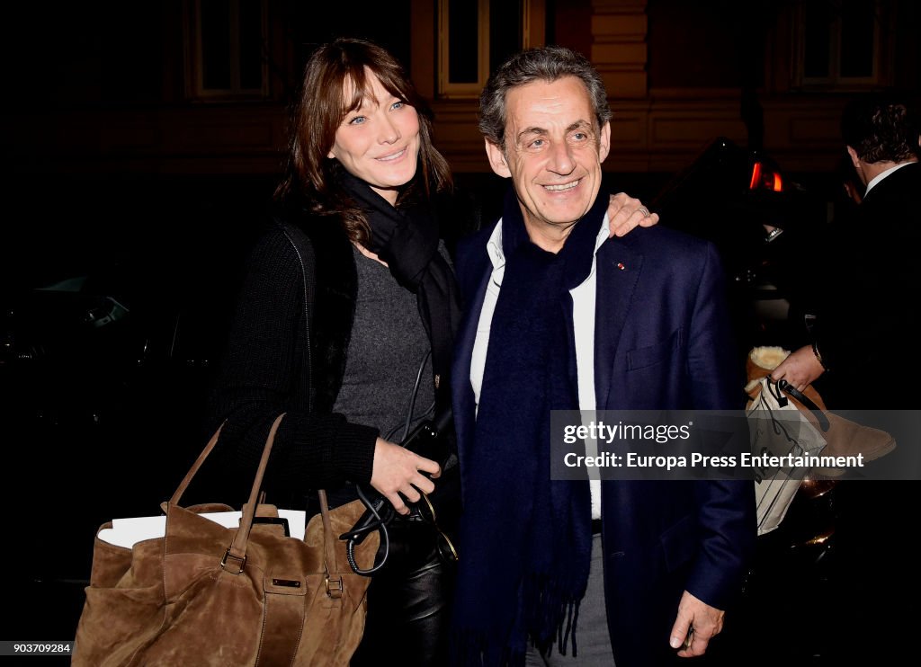 Carla Bruni and Nicolas Sarkozy Sighting In Madrid - January 10, 2017