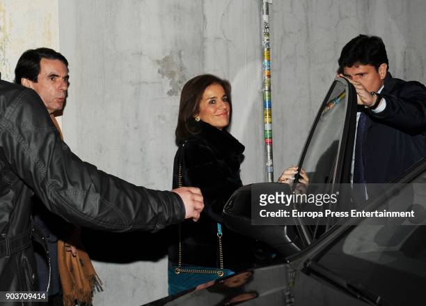 Ex prime minister Jose Maria Aznar and his wife the ex Madrid major Ana Botella are seen leaving Carla Bruni's concert on January 10, 2018 in Madrid,...