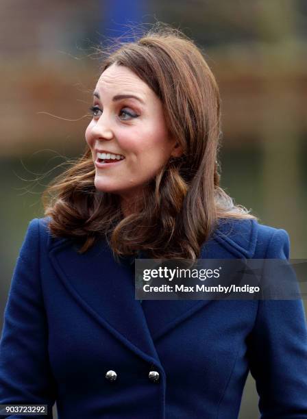 Catherine, Duchess of Cambridge visits the Reach Academy with Place2Be on January 10, 2018 in London, England. The Duchess of Cambridge has been...