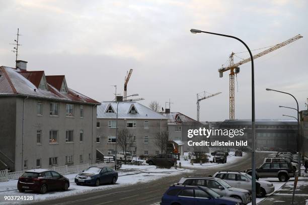 Baustelle und Baukräne in Reykjavik