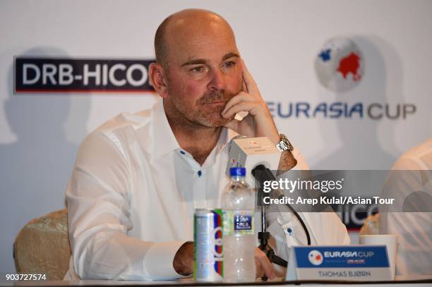 Thomas Bjorn of Team Europe pictured during the press conference ahead of Eurasia Cup 2018 presented by DRB HICOM at Glenmarie G&CC on January 11,...