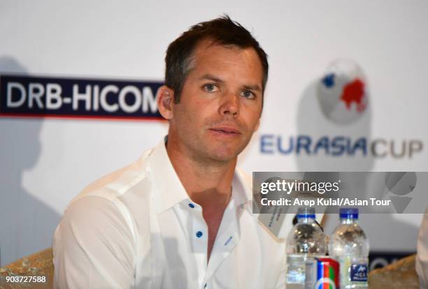Paul Casey of Team Europe pictured during the press conference ahead of Eurasia Cup 2018 presented by DRB HICOM at Glenmarie G&CC on January 11, 2018...