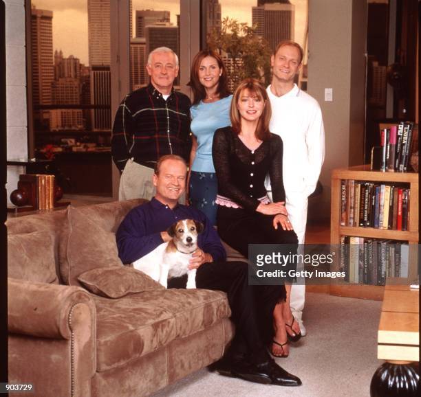 Kelsey Grammer, Peri Gilpin, Jane Leeves, John Mahoney, and David Hyde Pierce stars in the NBC series "Fraiser."