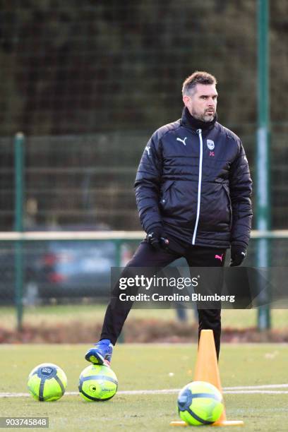 Jocelyn Gourvennec headcoach during the training session of Girondins de Bordeaux on January 11, 2018 in Bordeaux, France.