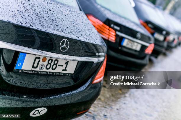 Berlin, Germany Vehicles of ambassadors wait at New Years Reception for Diplomats at Schloss Bellevue on January 11, 2018 in Berlin, Germany.