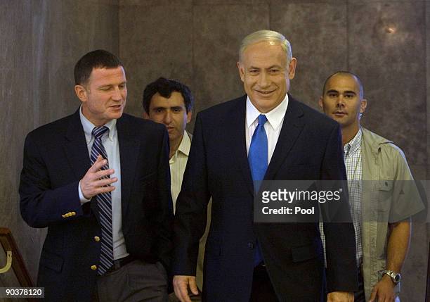 Israel's Prime Minister Benjamin Netanyahu arrives for the weekly cabinet meeting September 6, 2009 in Jerusalem. The meeting comes in the wake of an...