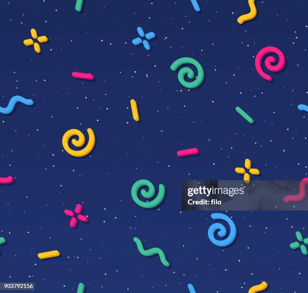 retro seamless pattern - pink squiggle background stock illustrations