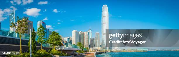 hong kong gleaming skyscrapers shining overlooking victoria harbour panorama china - wan chai stock pictures, royalty-free photos & images