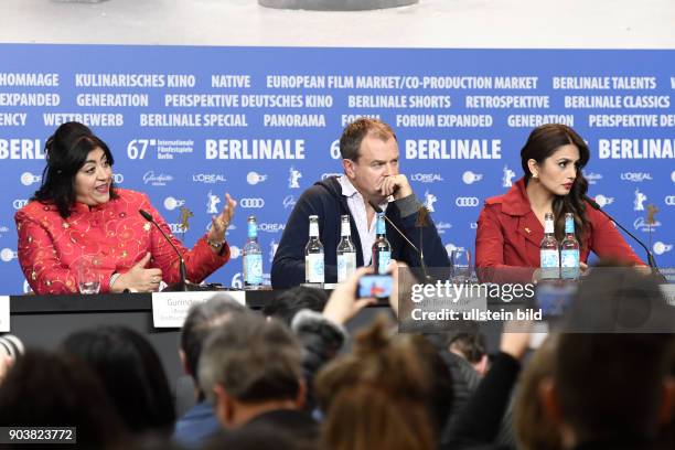 Regisseurin Gurinder Chandha, Schauspieler Hugh Bonneville und Schauspielerin Huma Qureshi bei der Pressekonferenz zum Film VICEROY´S HOUSE...