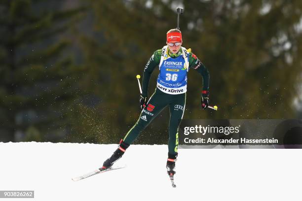 Franziska Hildebrand of Germany competes at the women's 15km individual competition during the IBU Biathlon World Cup at Chiemgau Arena on January...