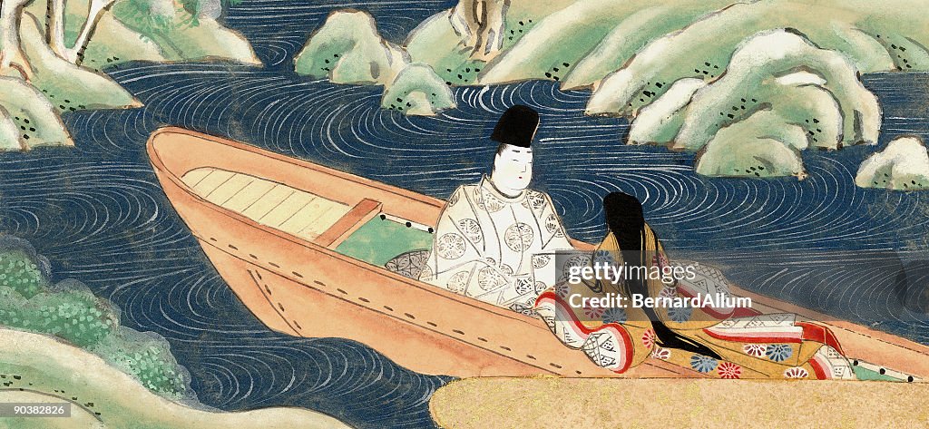 Chinese Lovers in a boat eloping