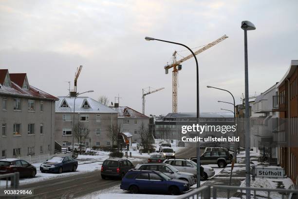 Baustelle und Baukräne in Reykjavik