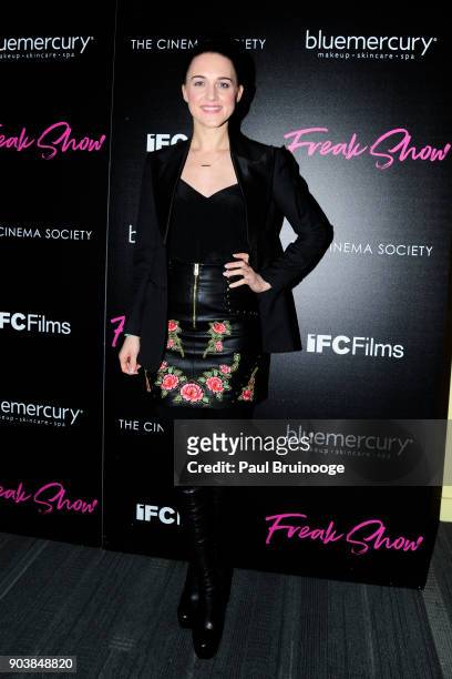 Lena Hall attends The Cinema Society & Bluemercury host the premiere of IFC Films' "Freak Show" at Landmark Sunshine Cinema on January 10, 2018 in...