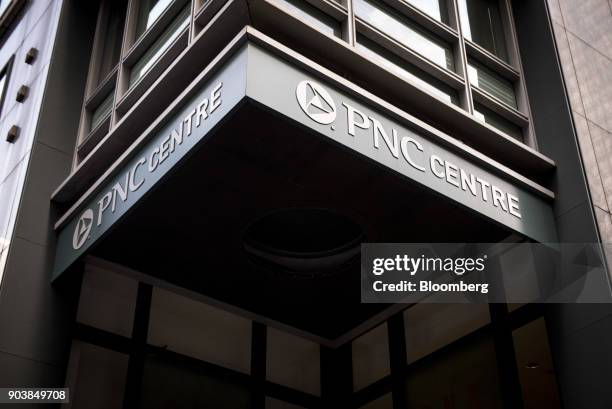 Signage is displayed at the PNC Financial Services Group Inc. Centre in downtown Chicago, Illinois, U.S., on Tuesday, Jan. 9, 2018. PNC Financial...