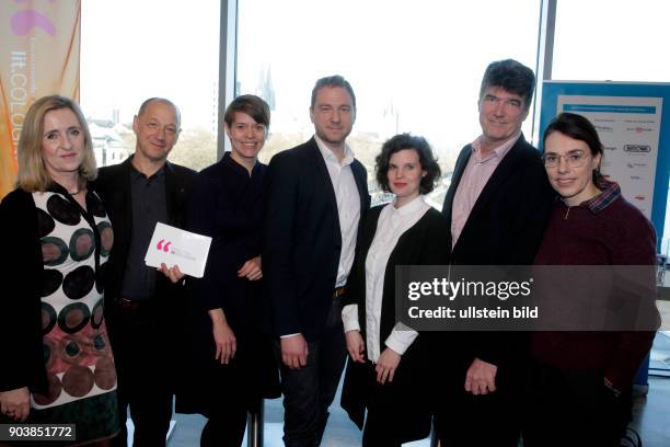 Pressekonferenz "lit.COLOGNE 2017 ? das internationale Literaturfest" v.l.: Angela Maas , Rainer Osnowski , Traudl Bünger, Tobias Bock, Eva Schuderer...