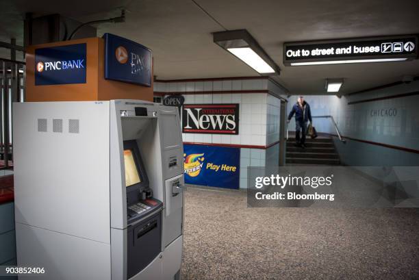 Financial Services Group Inc. Automatic teller machine stands at a subway station in downtown Chicago, Illinois, U.S., on Tuesday, Jan. 9, 2018. PNC...