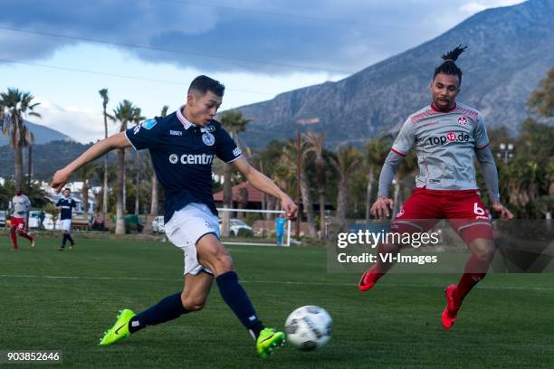 Ilias Alhaft of Sparta Rotterdam, Leon Guwara of 1 FC Kaiserslautern during the friendly match between Sparta Rotterdam and 1 FC Kaiserslautern at...