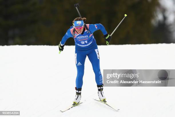 Susan Dunklee of USA competes at the women's 15km individual competition during the IBU Biathlon World Cup at Chiemgau Arena on January 11, 2018 in...