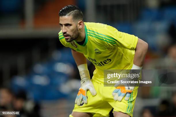 Kiko Casilla of Real Madrid during the Spanish Copa del Rey match between Real Madrid v Numancia on January 10, 2018