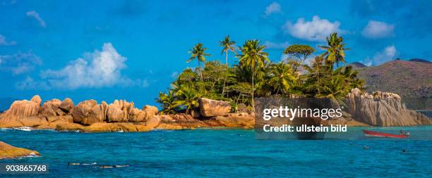 St. Pierre, winziges Eiland vor der Nordkueste Praslin, Seychellen, Seychelles, SYC, Praslin, Inselstaat, Africa, Afrika, Suedliches Afrika,...