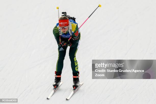 Franziska Hildebrand of Germany in action during the IBU Biathlon World Cup Women's Individual on January 11, 2018 in Ruhpolding, Germany.