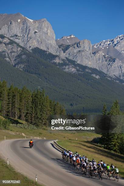 carrera de bicicletas de carretera de montaña rocosa - pelotón términos deportivos fotografías e imágenes de stock