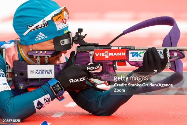 Valj Semerenko of Ukraine in action during the IBU Biathlon World Cup Women's Individual on January 11, 2018 in Ruhpolding, Germany.