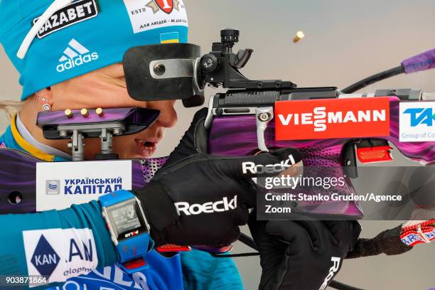 Valj Semerenko of Ukraine in action during the IBU Biathlon World Cup Women's Individual on January 11, 2018 in Ruhpolding, Germany.