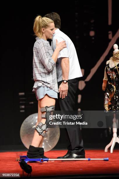 Tanja Wedhorn and Oliver Mommsen during a press rehearsall of the 'Die Tanzstunde' play on January 11, 2018 in Berlin, Germany.